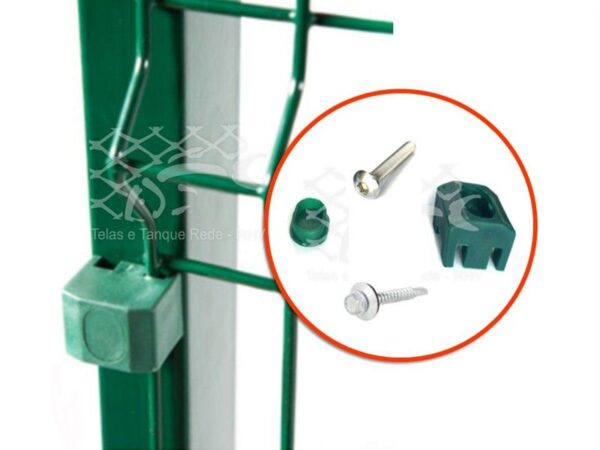 Modelo de fixador de gradil verde