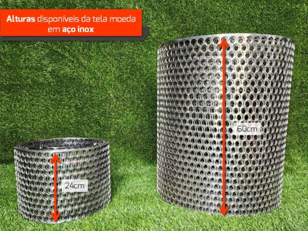 Alturas disponíveis da tela moeda em aço inox belinox