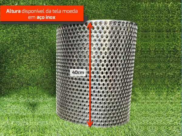 Rolo de tela inox enrolado com 40cm de altura