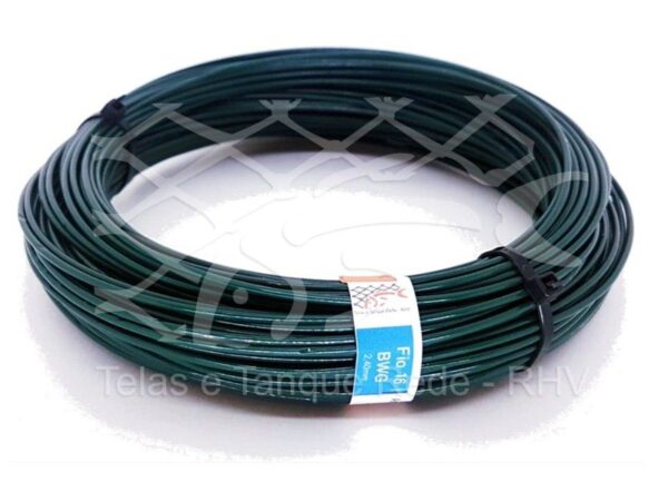 Rolo de 1k de arame galvanizado revestido de PVC verde fio 16 BWG de 2,40mm