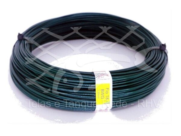 Rolo de 1k de arame galvanizado revestido de PVC verde fio 18 BWG de 2,00mm