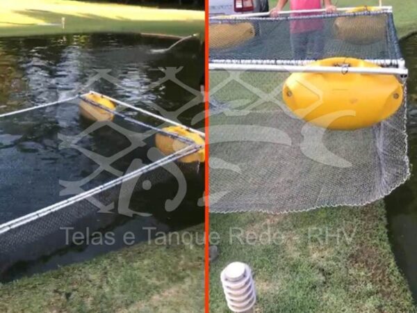 Gaiola para peixes e alevinos com tela em aço inox com estrutura em alumínio sem solda