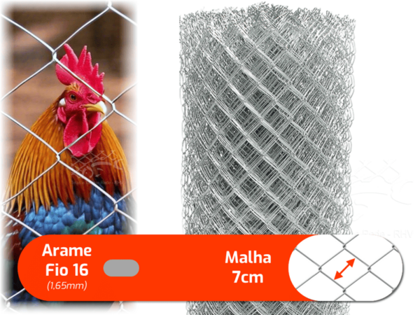 tela galinheiro reforçada fio 16 malha 7cm