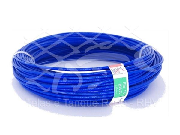 Rolo de 1kg de arame galvanizado revestido de PVC na cor azul fio 14 BWG de 2,80mm de espessura