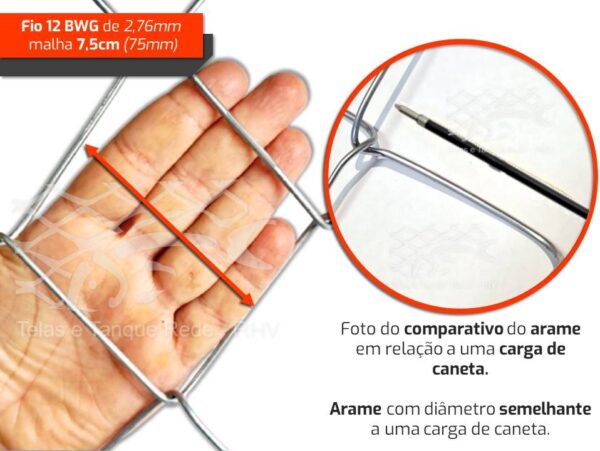 Detalhes e comparativo da tela cerca alambrado galvanizado para quadra e campo de futebol