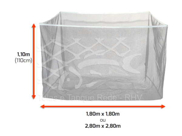 Medidas tanque rede bolsão para alevinos em poliéster de alta resitência revestido de PVC com proteção UV