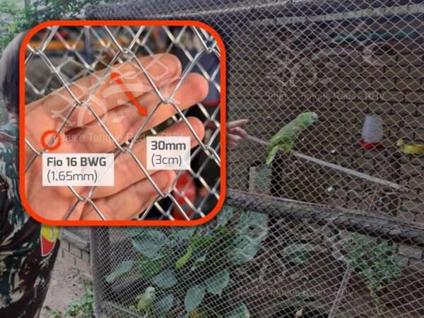 Detalhes e carctéristicas da tela cerca arame alambrado fio 16 malha 30mm galvanizado ideal para pássaros e aves como araras