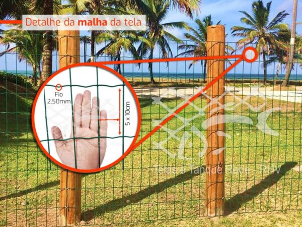 Especificações e detalhes da malha da tela cerca verde decorativa para áreas externas fio 2,50
