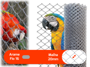 tela viveiro arara fio 16 malha 20mm