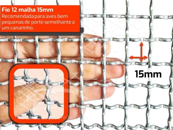 Detalhes da tela cerca viveiro ondulada fio 12 malha 15 mm, ideal para aves pequenas de porte semelhante a um canarinho