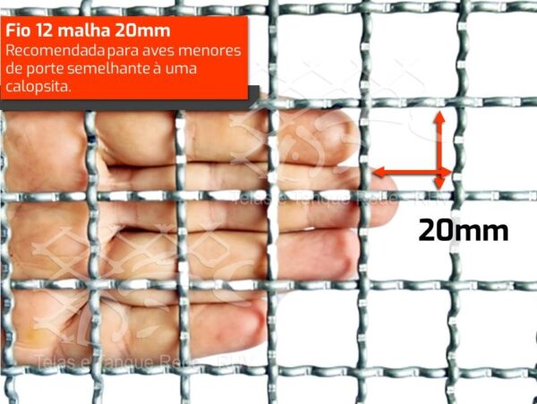 Detalhes da tela cerca viveiro ondulada fio 12 malha 20 mm, ideal para aves menores de porte semelhante à uma calopsita