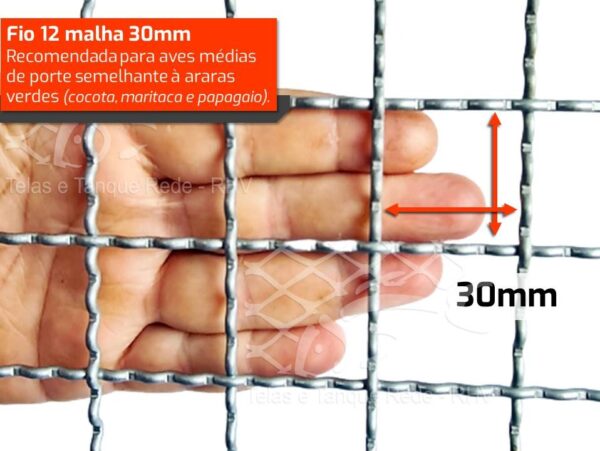 Detalhes da tela cerca viveiro ondulada fio 12 malha 30 mm, ideal para aves de semelhantes às araras, papagaios, maritacas